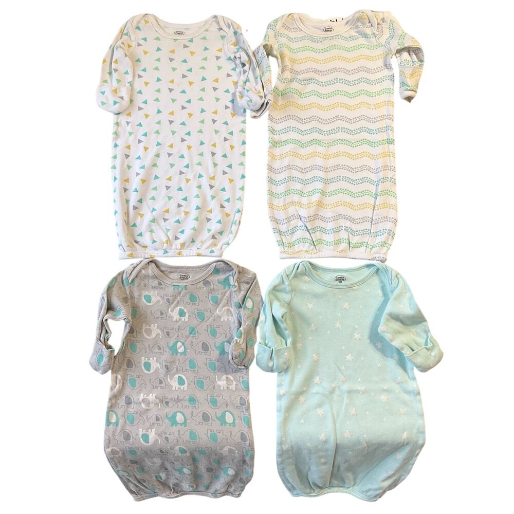 Luvable Friends Baby Sleepwear Bodysuit 0-6M SM White Blue Gray Long Sleeve Easy
